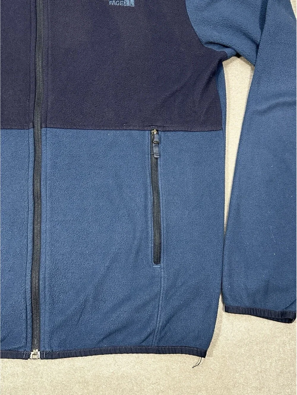 The North Face Mens Medium Full Zip Fleece Jacket Blue Two Tone Outdoor